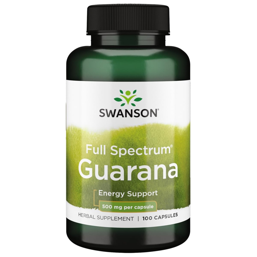 Swanson Guarana 500 Milligrams 100 kapsler