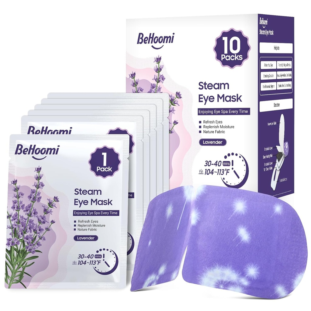 Damp Eye Mask, 10 pakker Heated Eye Mask, Selvoppvarming Eksponerbar SPA Varm Kompress for øyne søvnmaske, Soothing Motic Heat Eye Masker, Reise Essentials & Relaxation Gaver (Lavender Scent)