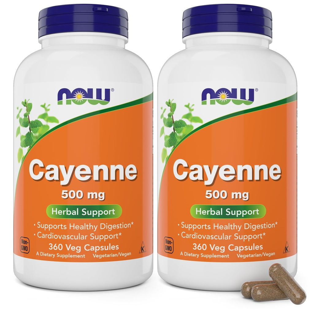 Nå Cayenne (Capsicum annuum) 500 mg, 360 Veg Kapsler (pakke med 2)