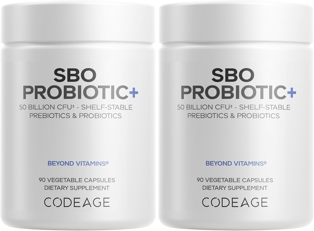 Codeage SBO Probiotika, 50 milliarder CFUs Per Serving, Multi Strain Soil Basert Organisme Blanding og organisk Fermentert Botanisk Blanding, Holde-Stable - 2 Pakke