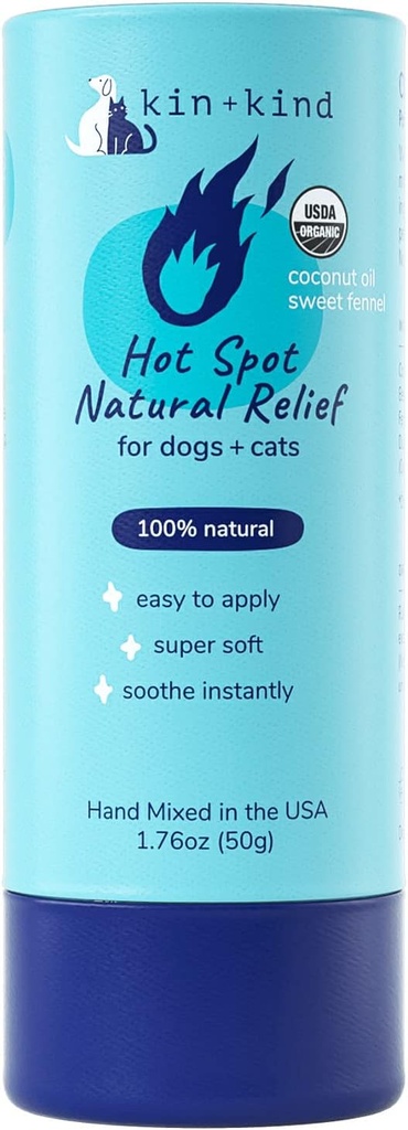 kin+kind Hot Spot behandling for hunder og katter- kløe Relief, hud Soothing og Healing Balm - Kokosolje, Beeswax, Søt Fennel olje - Alt naturlig - laget i USA