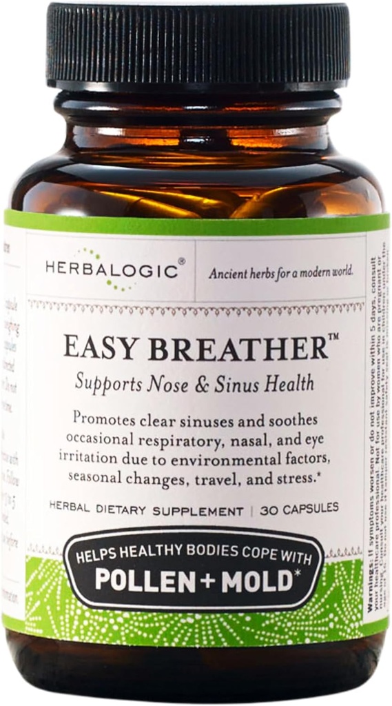 Herbaological - Easy Breather Herb Capsules - Støtter Nese & Sinus Helse - Hjelper Sunn Bodies Cope med Pollen & Mold - Basert på den tradisjonelle kinesiske Formel Yu Ping Fang San - 30 Cap Count