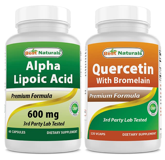 Beste Naturals Alpha Lipoic Acid 600 mg og Quercetin med Bromelain
