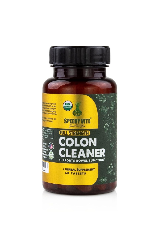 SpeedyVite® Organic Colon Cleaner Full styrke - (60 Veg Tabletter) med organisk Cascara Sagrada bark, Oregon Grape Root, Tyrkia Rhubarb, Ginger & Fennel. Naturlig kosttilskudd - støtter Bowell funksjon*