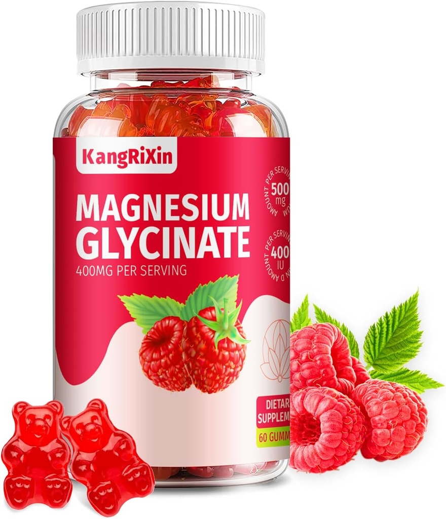 Magnesium Glycinat Gummies - sukkerfri magnesiumtilskudd for voksne og barn, høy absorpsjon Magnesium Gummies Gelatin Free (60 Count (Pack of 1))