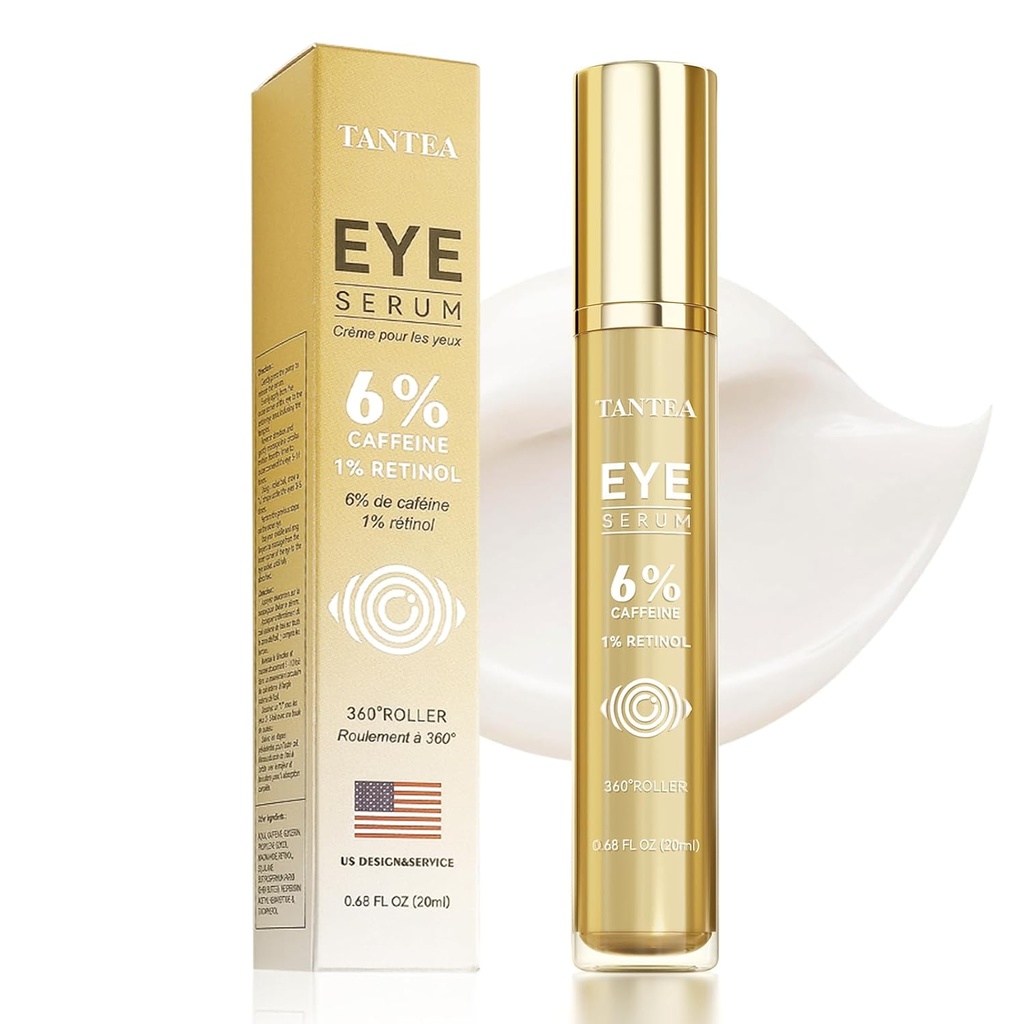6% Koffein Øyekrem for Puffy Eyes & Dark Circles, Øye Serum med 1% Retinol for Wrinkles Vesker Under Øynene Anti-Aging