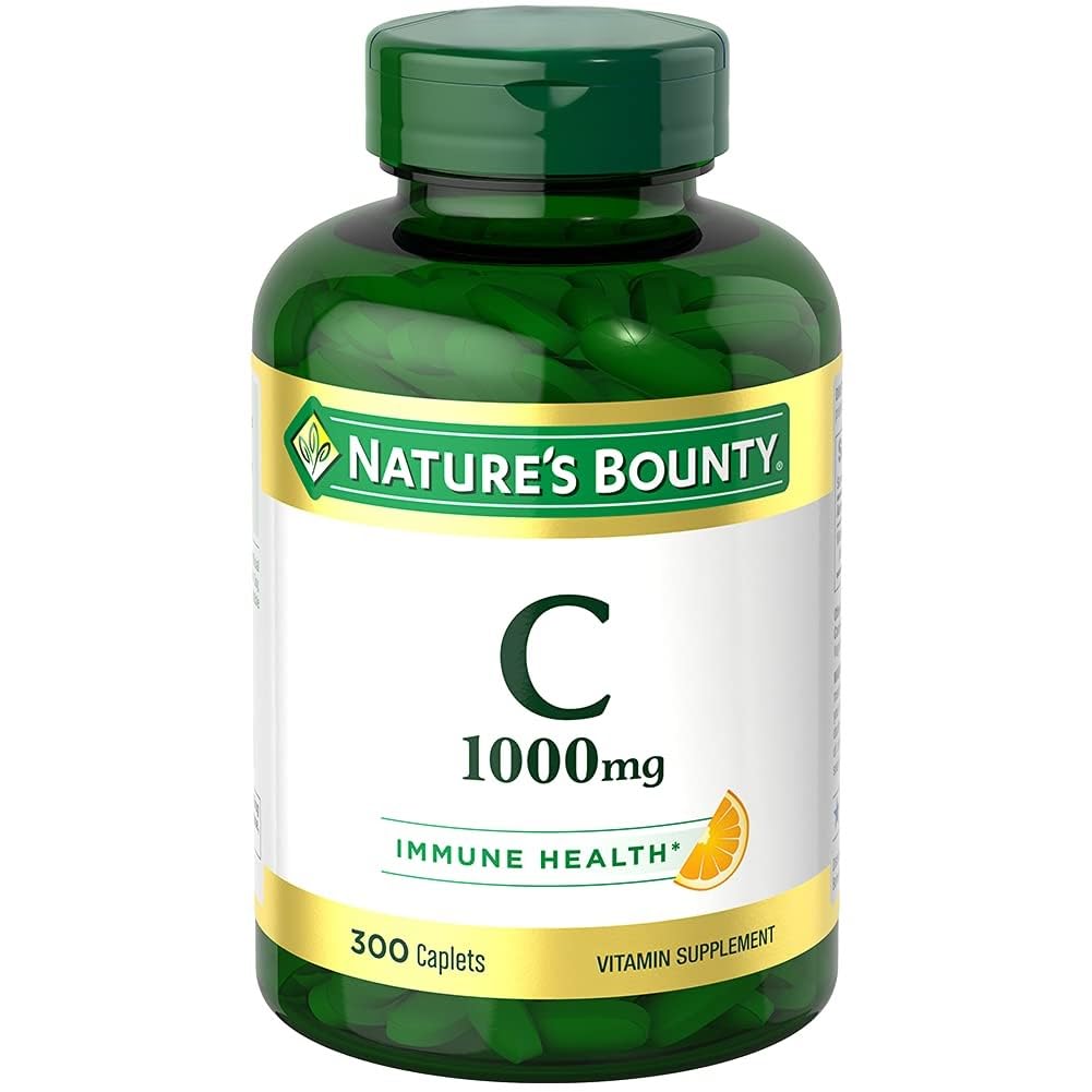 Naturens Bounty vitamin C 1000mg, støtter immun og antioksidant helse, vitamin C Supplement, 1 per dag, 300 vegetariske kapler