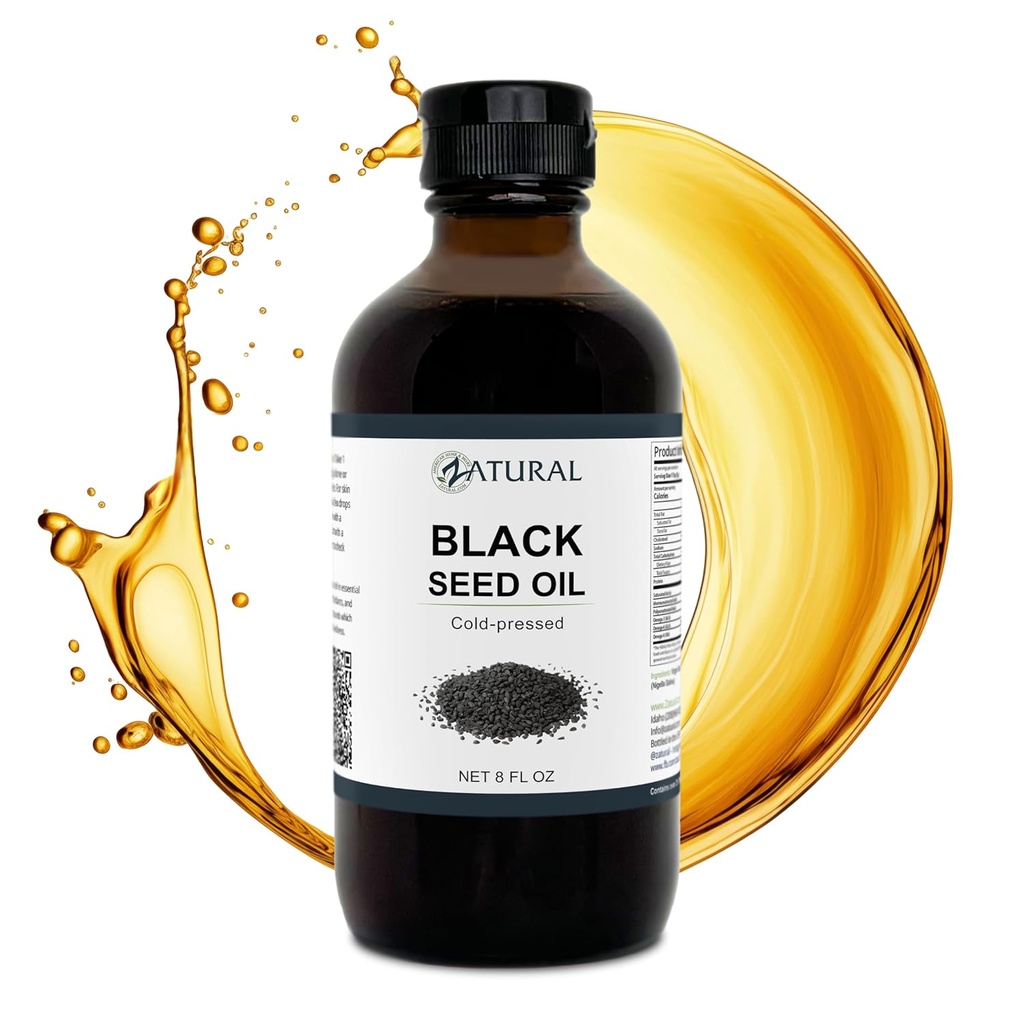 Zatural svart frøolje Nigella Sativa kaldt presset cumin olje digestion, hud, hjerne, immune, ledd og mer (8 fl Oz)