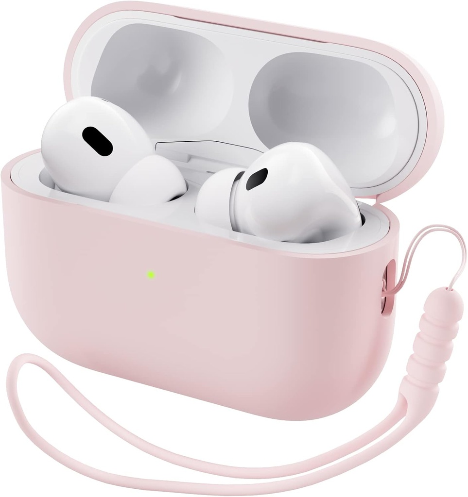 ORNARTO Kompatibel med AirPods Pro 2 tilfelle 2022, Full beskyttelseshybrid silikon for AirPods Pro 2nd generasjons tilfelle, Front LED synlige huddeksel-Pink