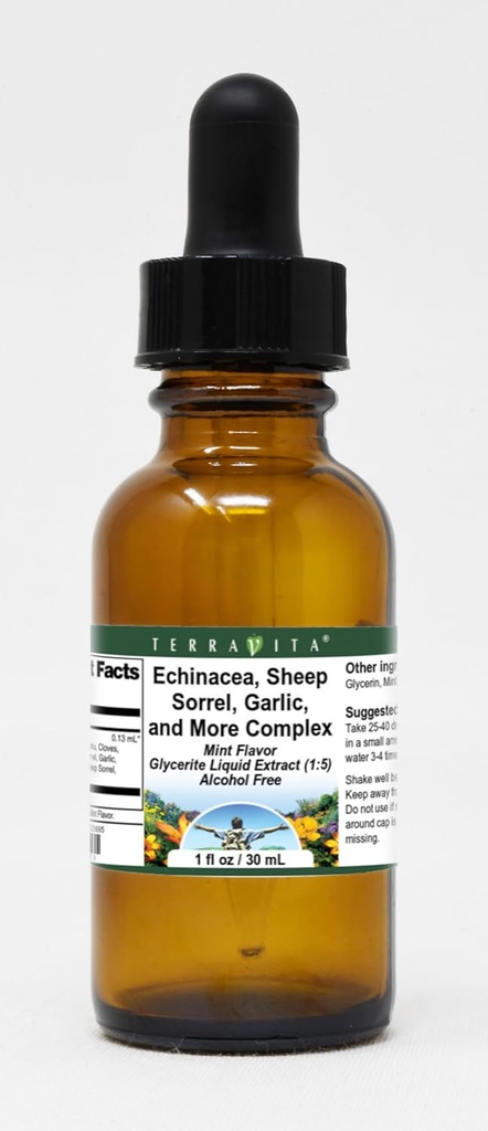 Terravita Echinacea, sau sorrel, hvitløk, og mer komplekse glyceritt flytende ekstrakt (1:5) - Mint flavored (1 oz, ZIN: 523695)