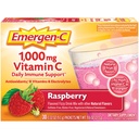 Emergen-C 1000mg Vitamin C Immune Support Powder Raspberry 30CT inkluderer sink, manganesisk, 7 B vitaminer og elektrolyter for tilbake til skolen essensielle