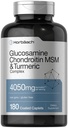 Horbäach Glucosamine Chondroitin MSM | 4050 mg | 180 kapler | med turmerisk | trippel styrke formel | Ikke-GMO & Glutenfri Supplement