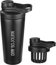 DIW 24 oz Shaker flaske, Stainless stål Shaker flaske med støyfri design, isolert metall Shaker Cup for proteinblandinger og pre trening, Gym flaske Shaker(svart)