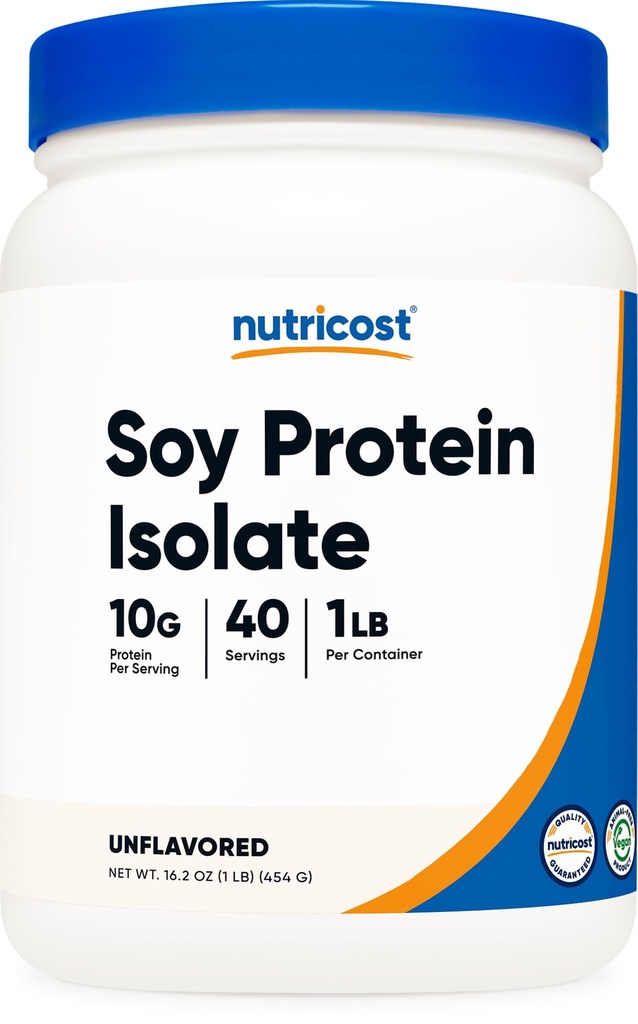 Nutricost Soy Protein Isolere pulver, 1 LB Unflavored - 10 gram protein Per Serving, Vegan, GMO-fri & Glutenfri