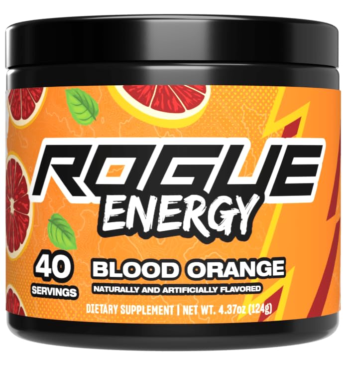 Rogue Energi Energi drikke pulver for lange spill timer - Energi pulver for mental fokus - sukker og glutenfri - Gaming Supplement med koffein og vitaminer - laget i USA (Blood Orange - 40 serveringer)