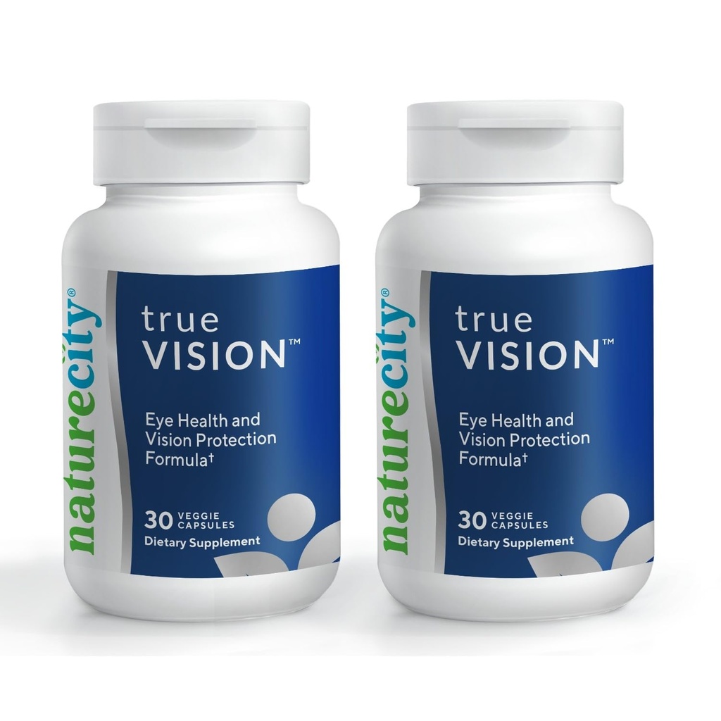 NatureCity True-Vision Eye Health Supplement - Plantebasert Lutein og Zeaxanthin med høy styrke Saffron 20 mg - Blått lys beskyttelse, støtte sentral og natt visjon (60 Veggie Capsules)