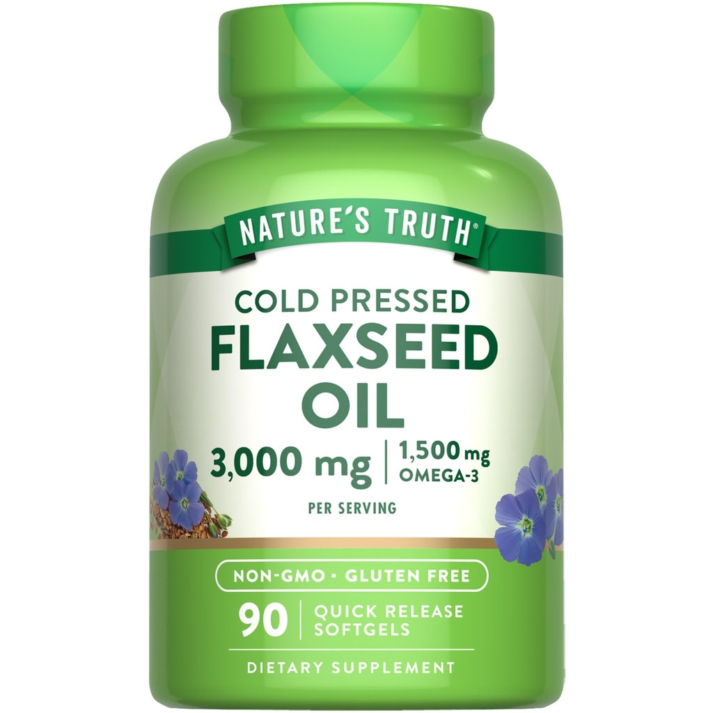 Naturens Sannhet Flaksfrø Olje Softgels | 90 greve | Kald presset, ikke-GMO & Glutenfri Supplement