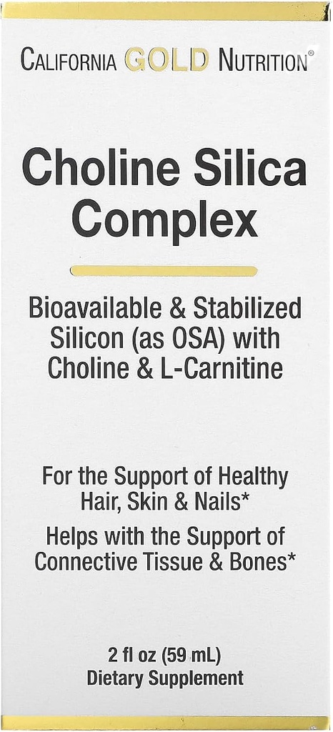 California Gold Nutrition Choline Silica Complex, Biotilgjengelig & Stabilisert Silikon med Choline & L-karnitin, 2 fl oz (59 ml)