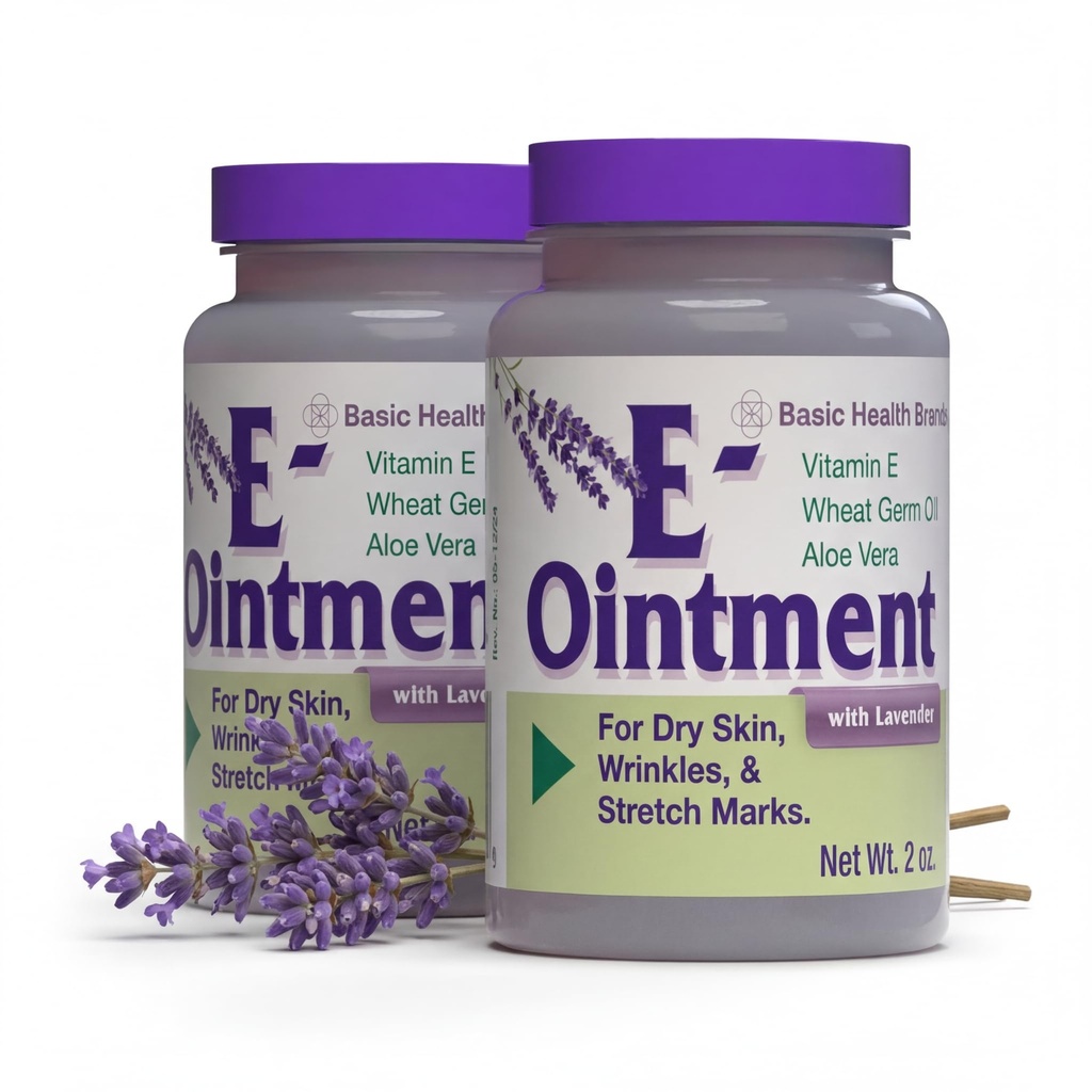 Grunnleggende merker - Vitamin E Ointment med Lavender - 2oz - Moisture Enhancing - 2-Pack