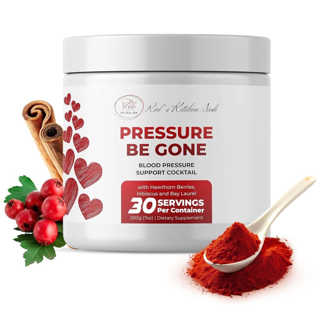 Røds kjøkken Sink Pressure Gone – daglig Superfood pulver med Hibiscus, Hawthorn Berry, Bay Laurel, Ginger og mer – 200g, 30-dagers forsyning