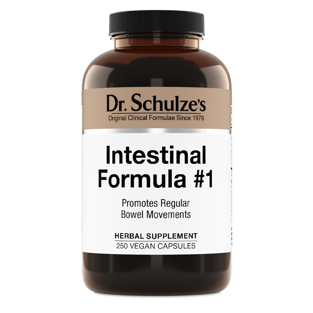 Dr. Schulze's Intestinal Formula #1 - Bowel Movement Supplement for Colon Helsestøtte - Bloating & Acceleration Aid - Intestinal Cleanse - All-Naturlig - Plantebasert - Vegan - 250 greve
