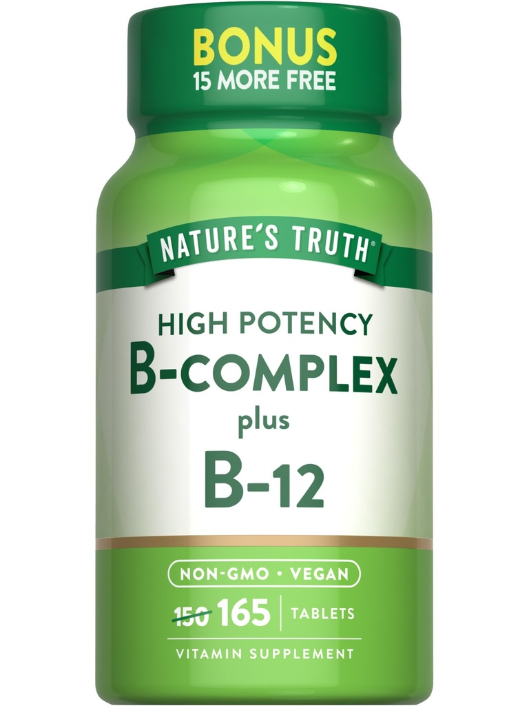 Naturens sannhet Vitamin B-kompleks ®  Tablet  Tablet  Tablet  Tablet Plus B12 | Vegan & ikke-GMO Supplement
