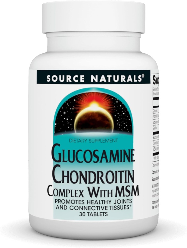 Kilde Naturals Glucosamine Chondroitin Complex med MSM, fremmer sunne ledd og bindemidler* - 30 tabletter