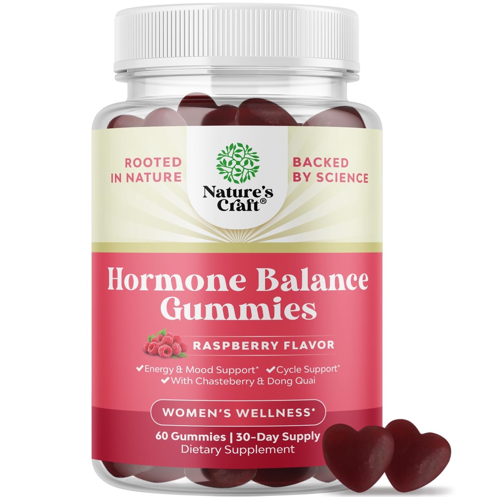 Hormonbalanse for kvinner Gummier i alle aldre - PMS støtte Supplement for kvinner til å regulere menstruasjonssyklus & Hormonal Balance Menopause & Mood Swings med vitamin B6 & Dong Quai - 60 Chews
