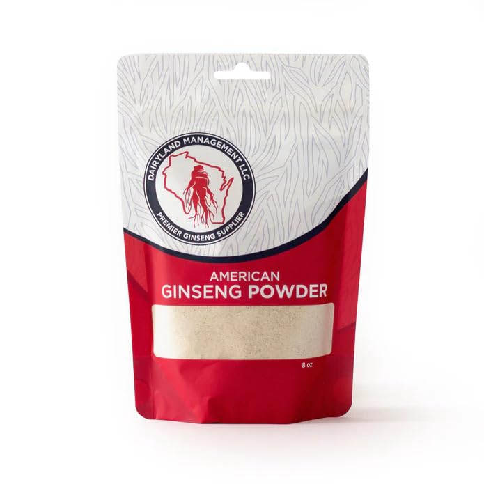Dairyland Konsentrert amerikansk Ginseng pulver 西洋参参 - 8 oz pakke Wisconsin Ginseng pulver - Ikke-GMO, Glutenfri - Herbal Supplement for smoothies, Baking, Te