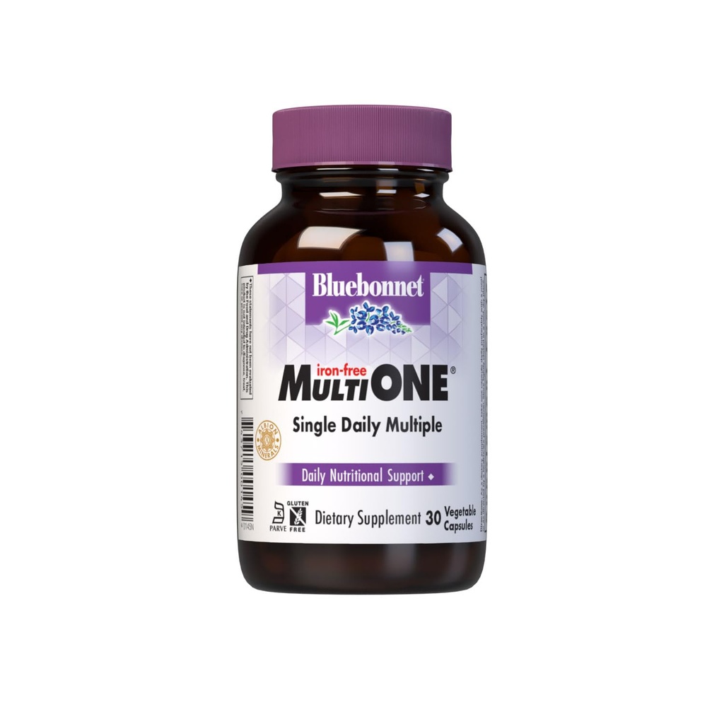 Bluebonnet Nutrition Multi ONE (Iron-Free), Daglig ernæringsstøtte*, Kosher Certified, Glutenfri, Dairy-Free, Vegetarvennlig, 30 Grønnsaker Capsules, 30 Services