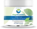 Mega Resveratrol pulver, farmasøytisk klasse, 99 % ren mikronisert trans-Resveratrol, 60 gram pulver, renhet sertifisert. Hjelpemidler Free.