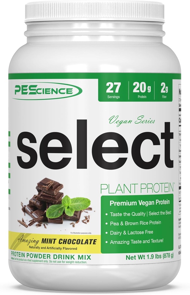 PEScience Velg Vegansk Plante Basert Protein pulver, Mint sjokolade, 27 Servering, Premium Pea og brun ris blanding