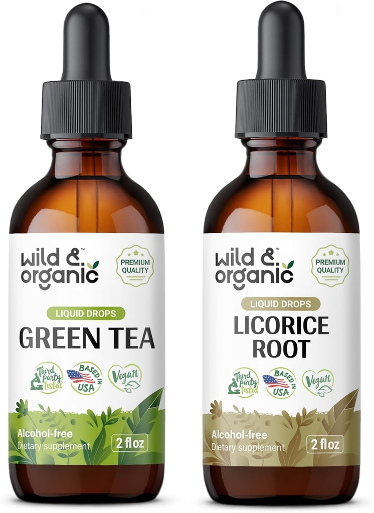 Wild & Økologisk Grønn Te Tinktur 2 fl oz & Licorie Tinktur 2 floz