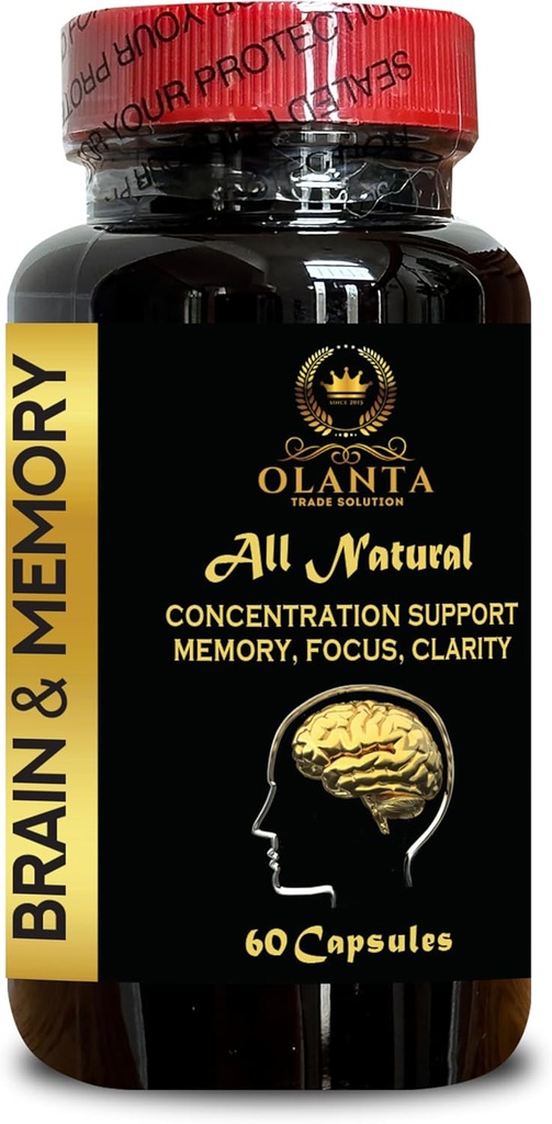 Brain Memory Supplements - hukommelse og klarhet Økt konsentrasjon, minne Supplement for hjerne eldre, fokus Supplement, nevro forbedring - 1 flaske 60 Kapsler