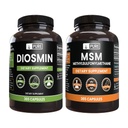 PURE ORIGINAL INGREDIENTS Diosmin og MSM Bundle, 365 kapsler hver, ingen magnesium eller ris fyllstoffer, alltid ren