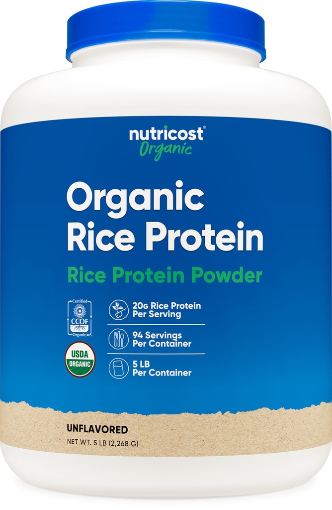 Nutricost Organic Rice Protein Powder (5 LB) - Glutenfri, GMO-fri (fra brun ris)