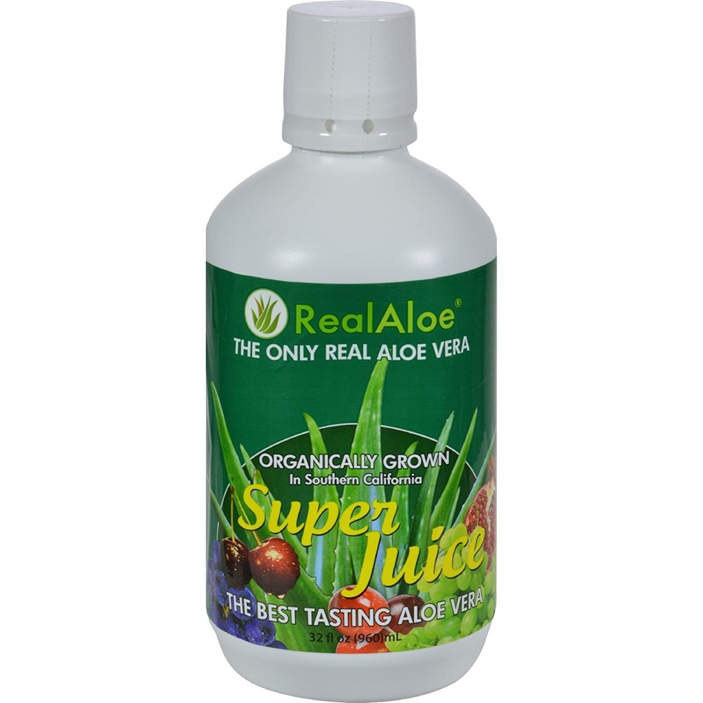 Ekte Aloe Aloe Vera Super Juice - Økologisk voksende - Ingen Bitter smak - 32 fl oz (Pack of 4)
