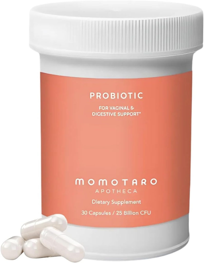 MOMOTORO APOTHECA Organic Probiotika for kvinner Vaginal & Digestive Supplement, 25 milliarder CFU - Prebiotika & Lactobacillus Blande Supplements - Feminin Sunn Vaginal Odor & Flora - 30 Kapsler