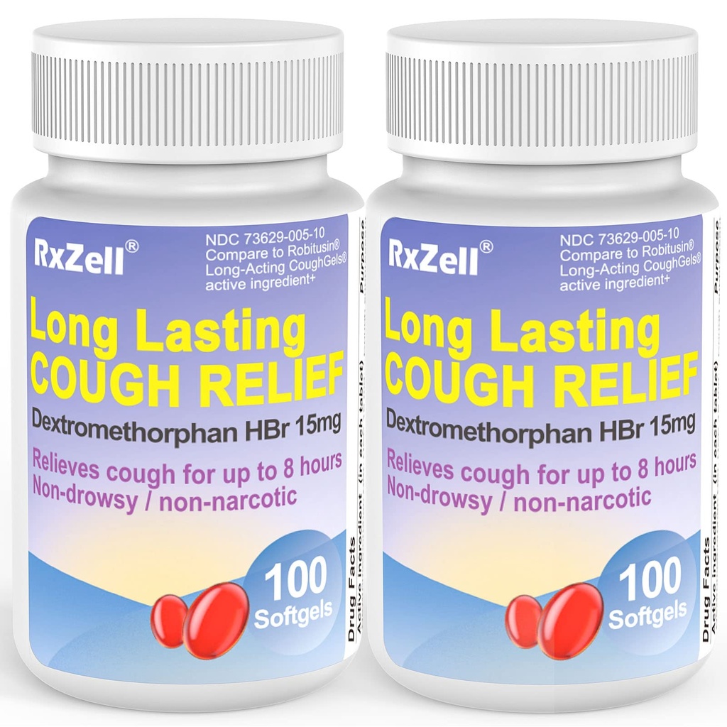 Adult Cough Relief, Dextromethorphan HBr 15mg (200 mykgel), 8 timer lang varighet, ikke-Drowsy, Cough/Bronchial Suppressant