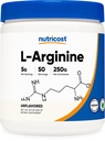 Nutricost L-Arginine (250 gram) - Rent L-Arginin pulver - 5000 mg Per servering; 50 serveringer