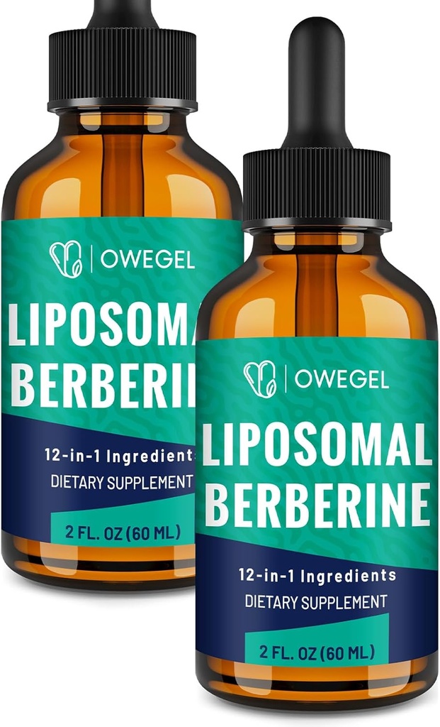 Liposomal Berberine HCL flytende dråper - Avansert 12-i-1 Herbal formel med ceylon kanel, biter Melon, grønn te og mer - 4 Fl Oz