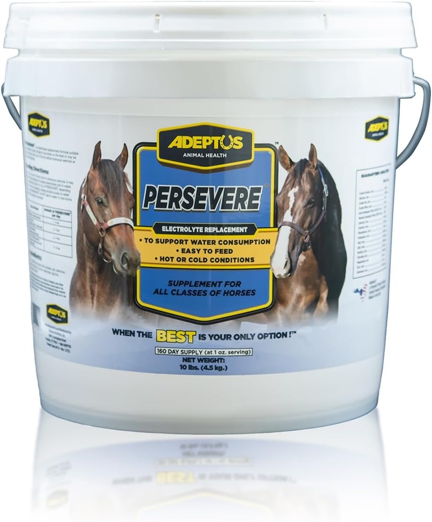 Adeptus Nutrition Permanent Electrolyte Supplement for alle klasser av hester, støtter Hydration, balansert formel for svetteutskiftning, Prebiotisk Yest Base, Easy-Fed pulver, 10 Lbs