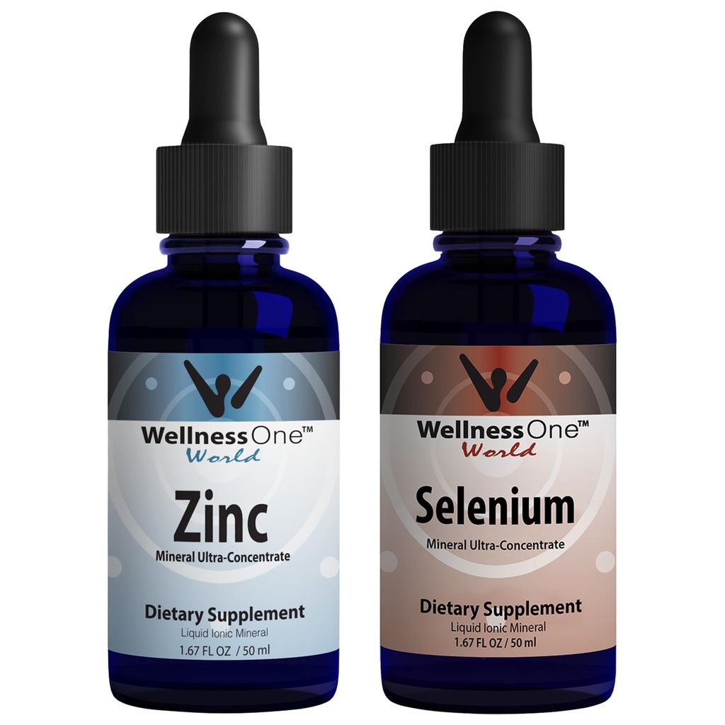 VelværeEn ionisk flytende sink & Selenium flytende dråper - Zink Selenium Bundle å støtte immunsystem & Thyroid & hjerte helse - 1.67 fl oz Zinc & Selenium flytende dråper
