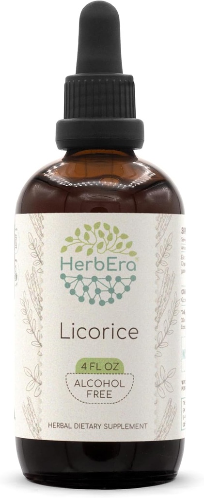 HerbEra Licorie B120 alkoholfri urteekstrakt Tinktur, (Kan tsau, Glycyrhiza Glabra) (4 fl oz)