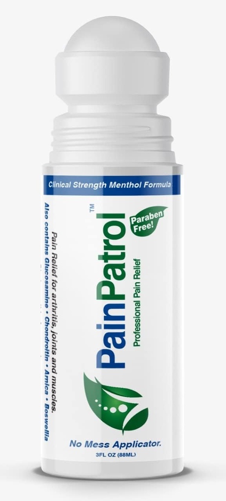 SmertePatrol, smertelindring Gel, kjøling Gel w 8,5% Menthol, 3 oz Roll-on for muskelsmerter, ledd- og ryggsmerter, emne analgesisk, hurtigvirkende, lang varetid smertefri krem (3 OZ)