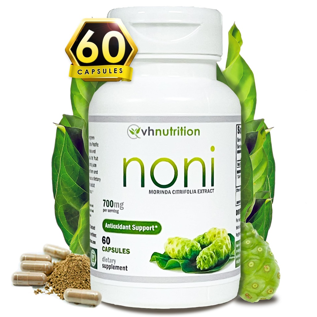 VH Nutrition NONI Kapsler | 700mg Morinda sitronfolia Extract piller | Naturlig antioksidant Supplement til å støtte godt being, energi og vitalitet | 60 kapsler