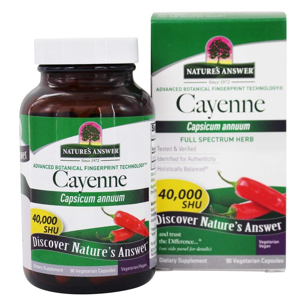 Naturens svar Cayenne Pepper pulver Capsule Supplement, 90-fylke | Naturlig metabolisme Booster | fremmer kardiovaskulær helse | Hjelper med digestion og sirkulasjon (pakke av 1)