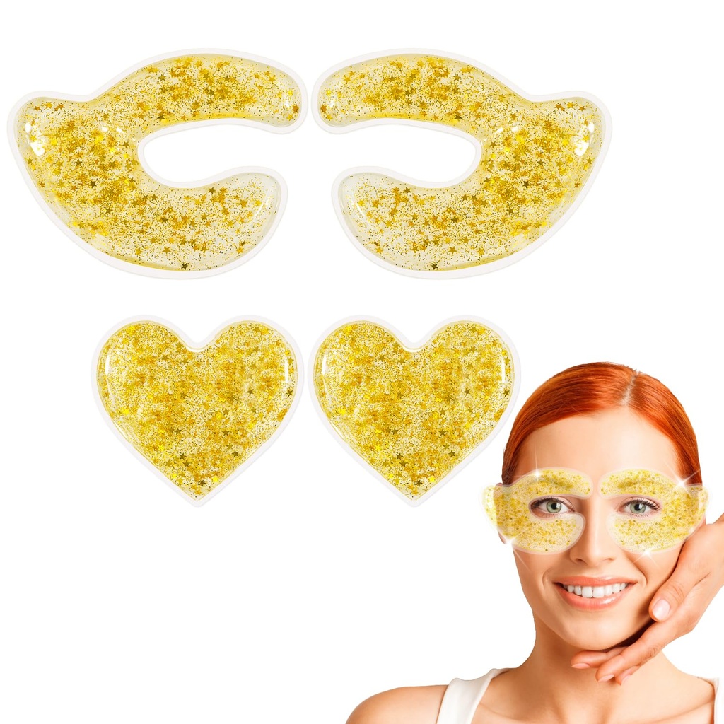 Reusable Gel Eye Pads - Kjøle og varme øyekompressor for å redusere puffiness, sirkler, krinser og rødhet - smerte lindring og avslapping