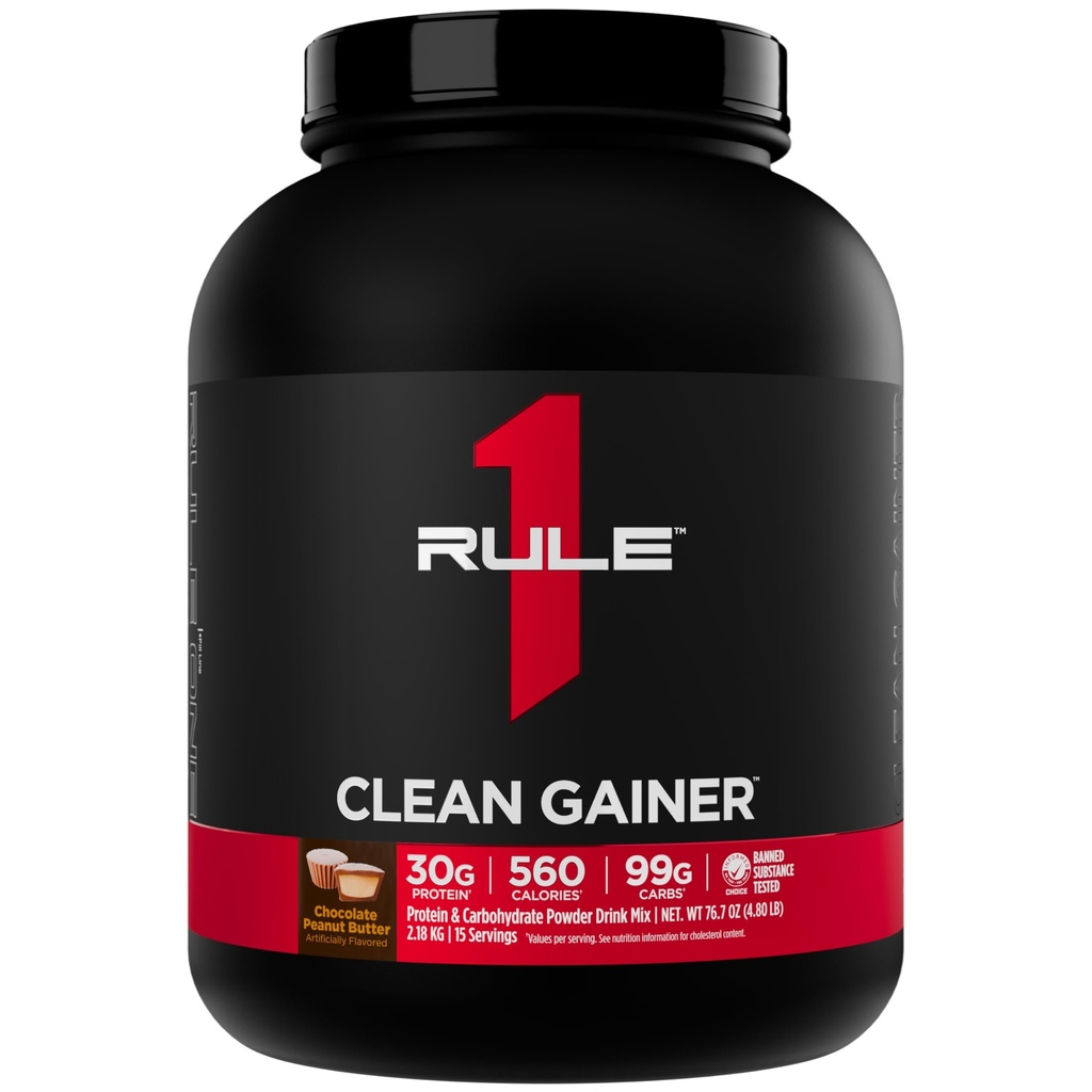 Regel 1 Clean Gainer - høyprotein Lean Gain Formula med 560 kalorier, 30g full-spectrum protein, over 90g karbohydrater, under 6g fett (15 serveringer, sjokolade peanut smør)