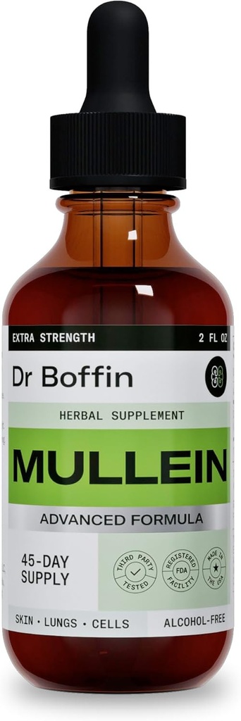 Mullein Leaf Liquid Extract 2 FL OZ - Extra Strenght Advanced Formula - Naturlig Supplement Flytende Tinktur - Lung Cleanse og Detox - Respiratorisk helse og immunstøtte Drops